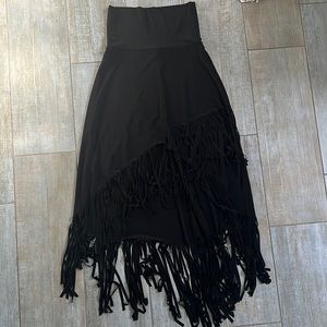 Joseph Ribkoff long fringe skirt black 4